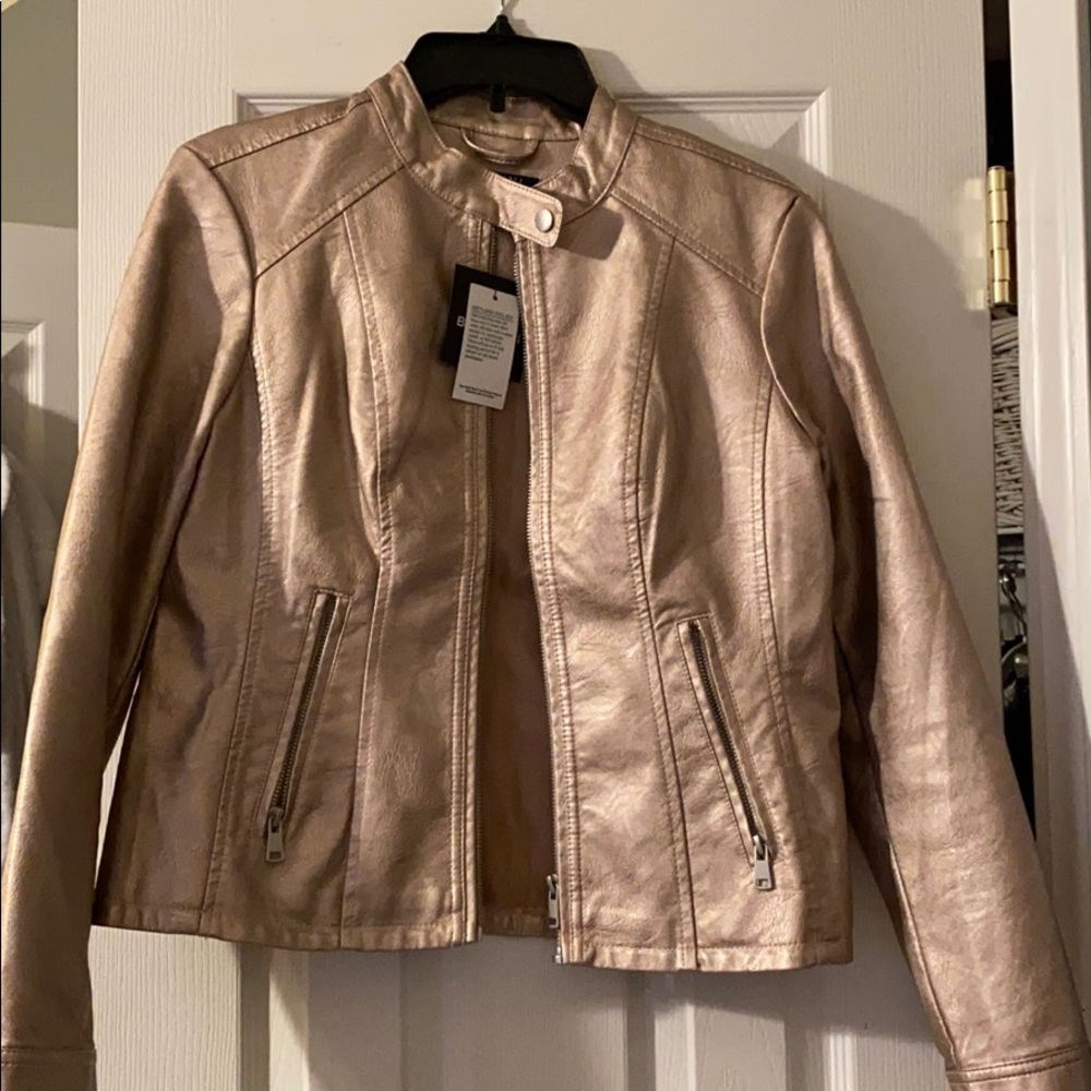 Shimmer pink leather jacket
